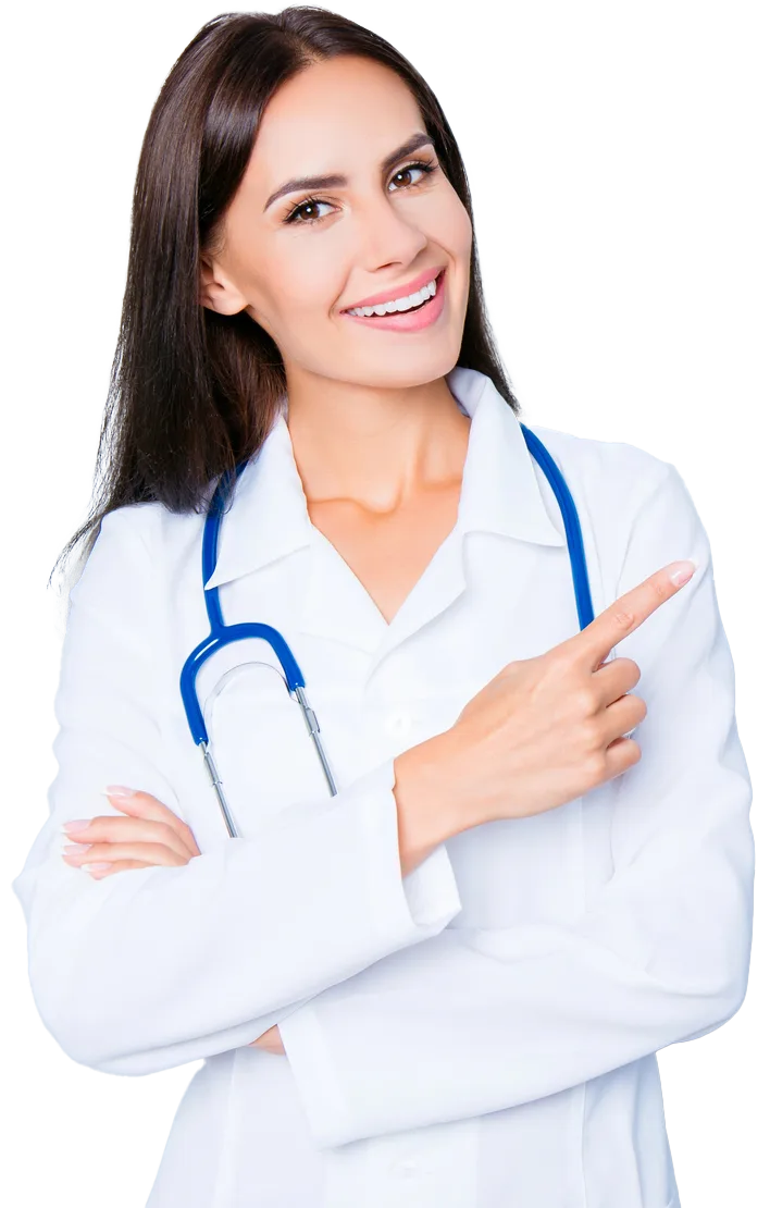 A smiling clinician